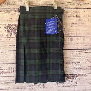 James Pringle Weavers Kilt Skirt Size 14 Navy Green Blue Tartan Check Girls